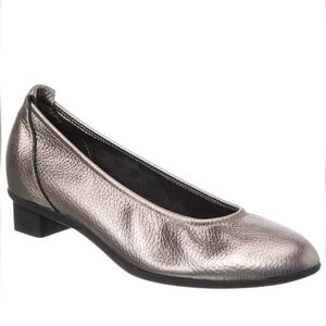 ARCHE Women Raisha Leather Pump Pewter Gold Ballerina Comfort Shoes SZ 38 US 7